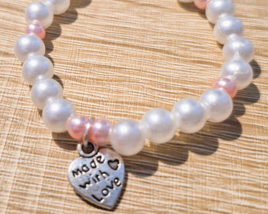 Collection Bella Campagnarde - Bracelet SWEETNESS - Perles blanches & roses