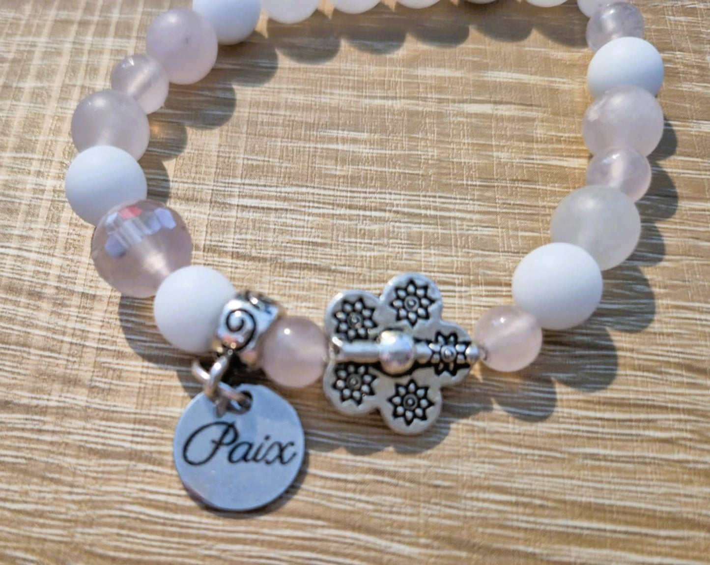 Bracelet Bienfaits MAMA - Quartz rose & Jade- pour femmes