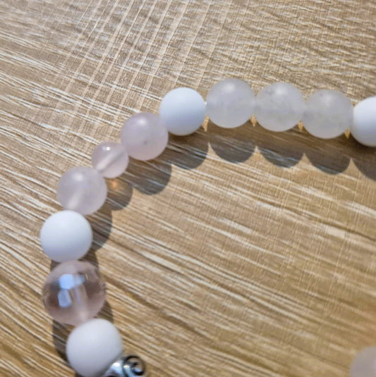 Bracelet Bienfaits MAMA - Quartz rose & Jade- pour femmes
