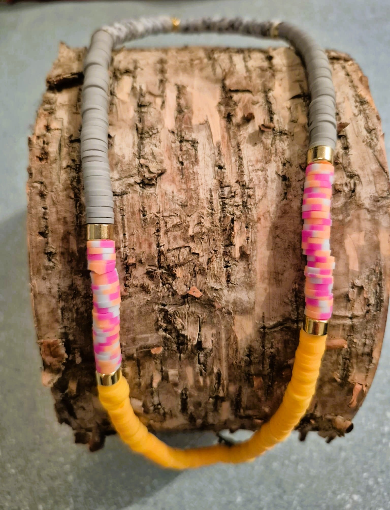 Collier Heishi Tortue argentée