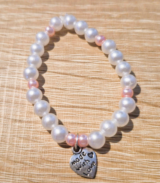 Collection Bella Campagnarde - Bracelet SWEETNESS - Perles blanches & roses