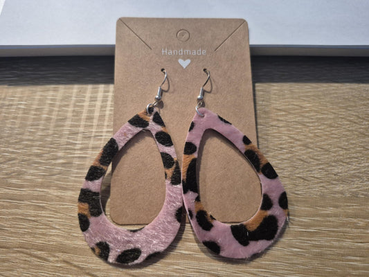 Boucles d'oreilles pendantes SAVANA- GOUTTE D'EAU TROUÉE à motif Léopard