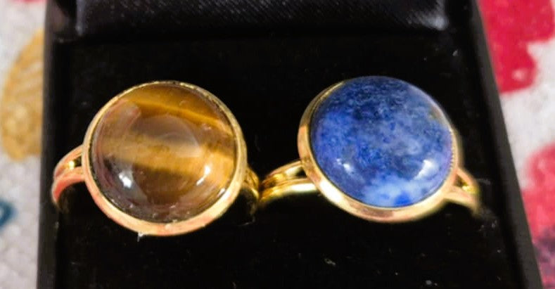Bagues à cabochon assorties pour femmes- Anneau ajustable (OR)