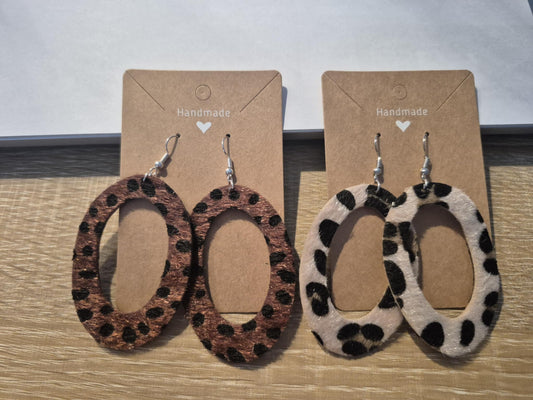 Boucles d'oreilles pendantes SAVANA- ZÉRO à motif Léopard