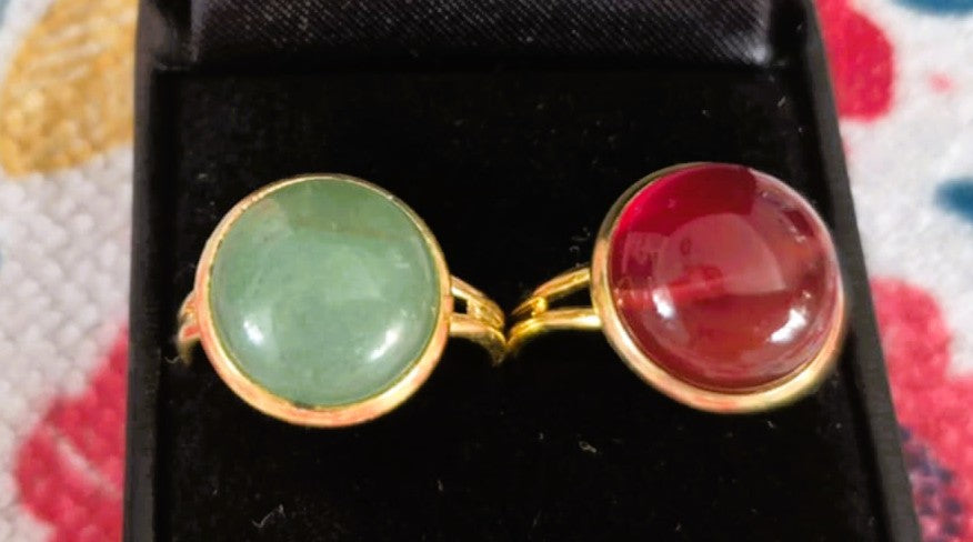 Bagues à cabochon assorties pour femmes- Anneau ajustable (OR)
