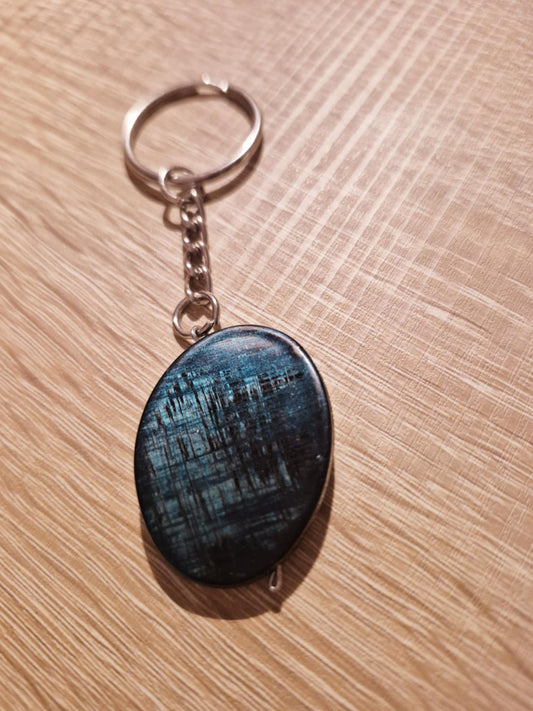 Porte-clés minimaliste- Ovale bleu dégradé foncé